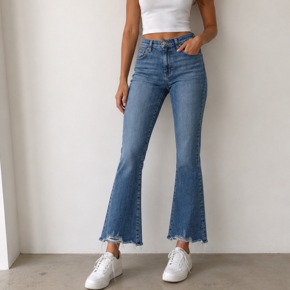 Current Elliott High Waist Kick Jean 26 Harvey Destroy Flare Denim‎ Retro Chic